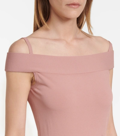 Shop Alaïa Off-shoulder Knit Bodysuit In Pink