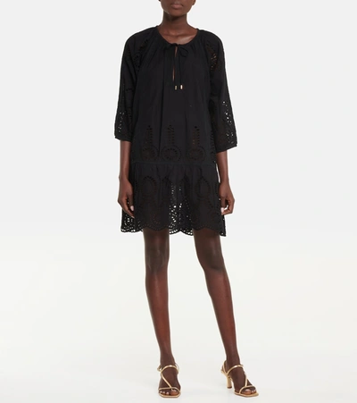 Shop Melissa Odabash Ashley Laser-cut Cotton Kaftan In Black