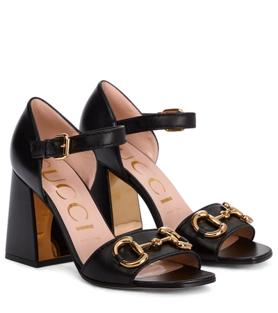 Shop Gucci Horsebit Leather Sandals In Black