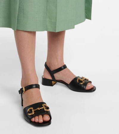 Shop Gucci Horsebit Leather Sandals In Black