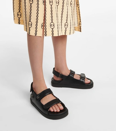 Shop Gucci Leather Sandals In Black