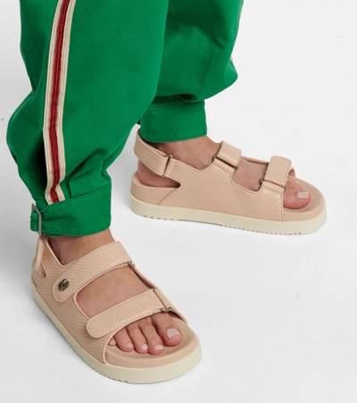Shop Gucci Leather Sandals In Beige