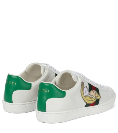 Shop Gucci Bananya © Ace Leather Sneakers In White