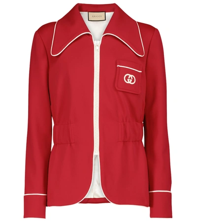 Shop Gucci Jersey Jacket In Red