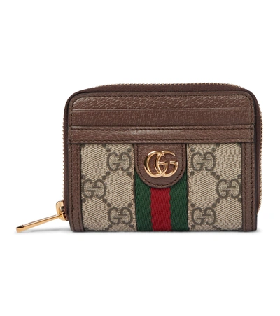 Shop Gucci Ophidia Gg Supreme Wallet In Beige