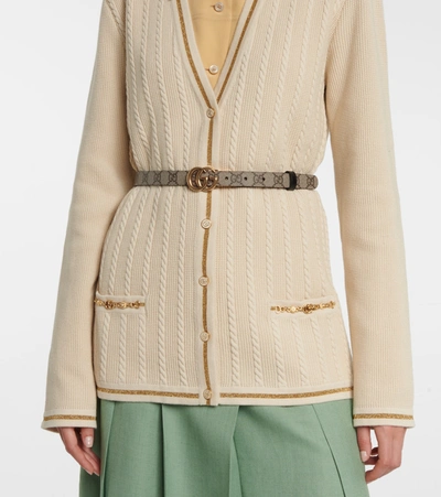 Gucci Womens Multi-coloured Double G Reversible Leather Belt In Beige