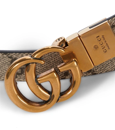 Gucci Womens Multi-coloured Double G Reversible Leather Belt In Beige