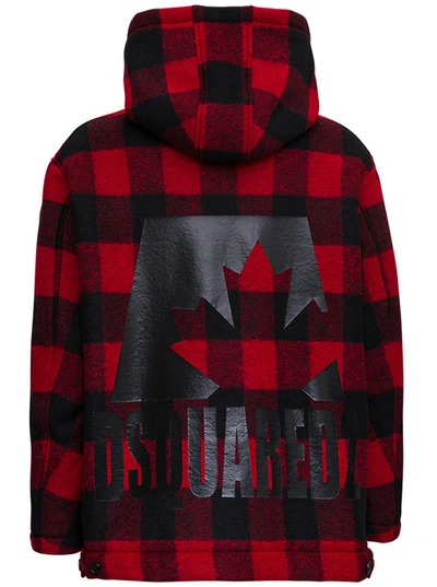 Dsquared2 Checked Single-breasted Coat In Red