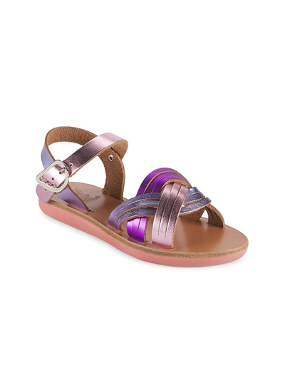 Shop Ancient Greek Sandals Little Girl's & Girl's Electra Metallic Sandals In Pink Lilac Violet