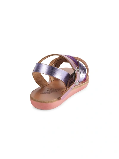 Shop Ancient Greek Sandals Little Girl's & Girl's Electra Metallic Sandals In Pink Lilac Violet
