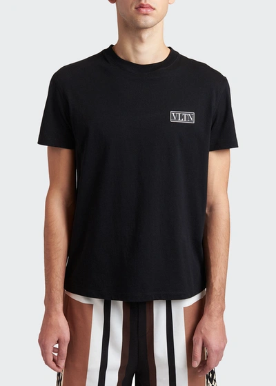 Shop Valentino Men's Vltn Patch Cotton T-shirt In Black