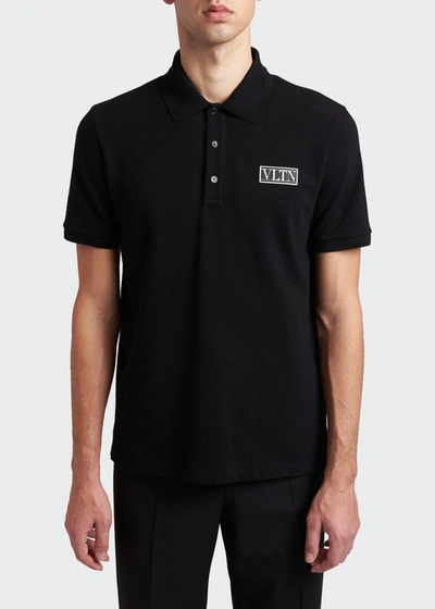 Shop Valentino Men's Vltn Patch Polo Shirt In Black