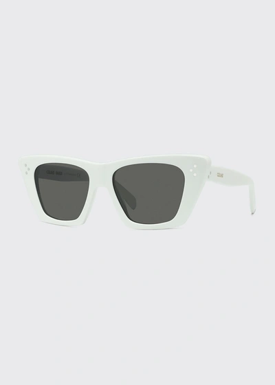 Shop Celine Acetate Butterfly Sunglasses In 25a Ivory Smoke