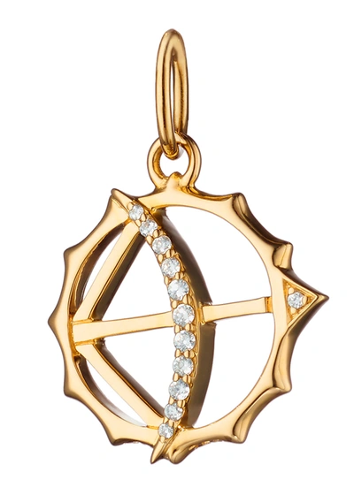 Shop Monica Rich Kosann 18k Gold Miniature Bow And Arrow Charm Necklace With Diamonds In Multi