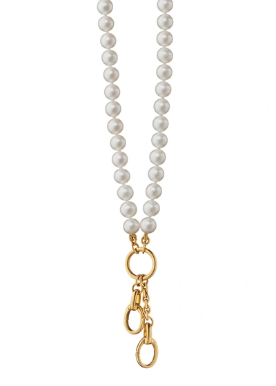 Shop Monica Rich Kosann 18k Yellow Gold Pearl Charm Necklace In Multi