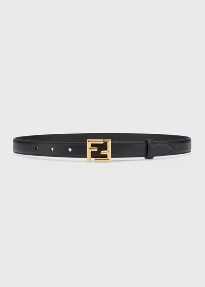 Shop Fendi Ff-buckle Leather Belt In Black