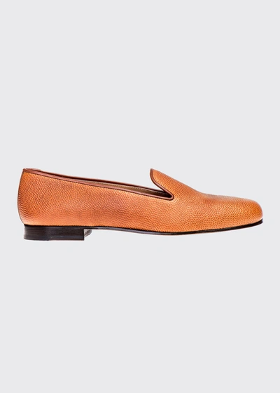 Shop Stubbs And Wootton Men's Football Leather Venetian Loafers In Orange