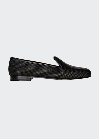 Shop Stubbs And Wootton Men's Woven Raffia Slippers In Black