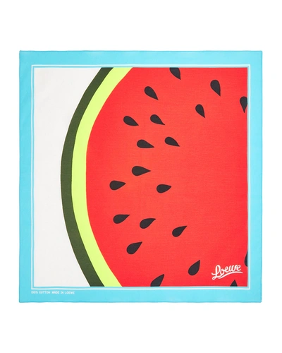 Shop Loewe Watermelon-print Bandana Scarf In Whitemulticolor
