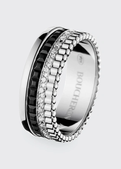 Shop Boucheron Quatre Small Ring In White Gold With Diamonds And Black Pvd