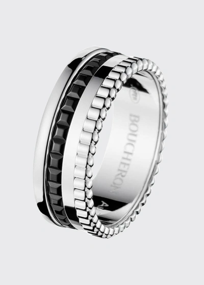 Shop Boucheron Quatre Small Ring In White Gold With Black Pvd