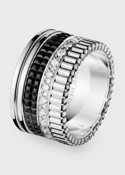 Shop Boucheron Quatre Large Ring In White Gold With Diamonds And Black Pvd
