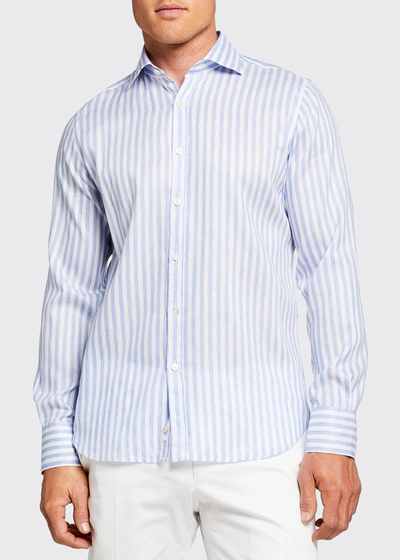 Shop Canali Men's Bengal Stripe Sport Shirt In Lt Blue