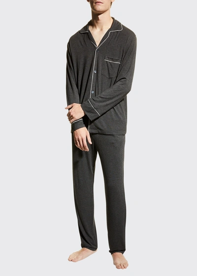 Shop Eberjey Men's William Long-sleeve Pajama Set In Charcoal Heatheri