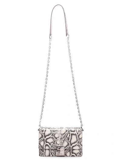 Shop Givenchy Small 4g Python-effect Leather Chain Bag In Black White