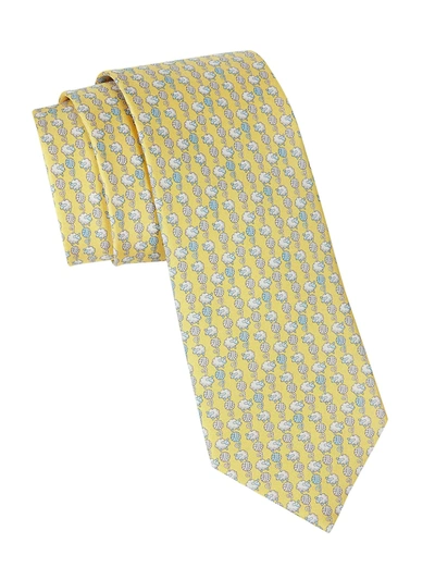 Shop Ferragamo Sheep-print Silk Tie In Giallo