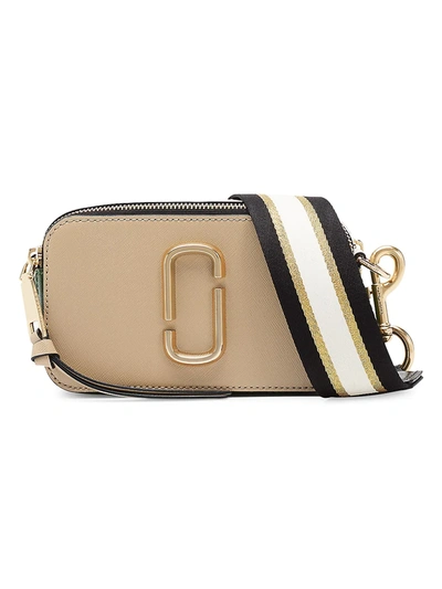 Shop Marc Jacobs The Snapshot Coated Leather Camera Bag In Sand Castle Multi