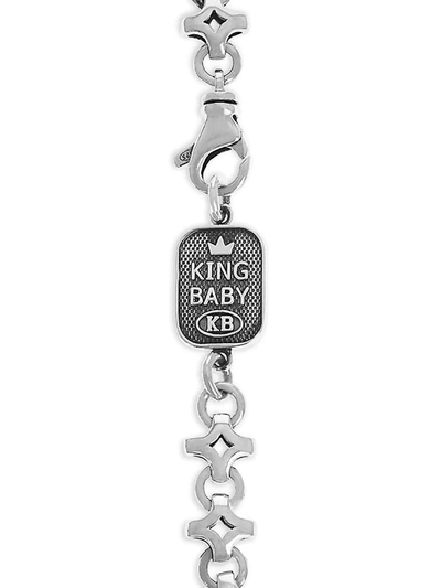 Shop King Baby Studio Men's Diamond Link Small Sterling Silver Bracelet