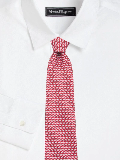 Shop Ferragamo Scottish Terrier Patterned Silk Tie In Red