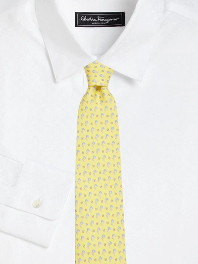 Shop Ferragamo Floral Print Silk Tie In Giallo