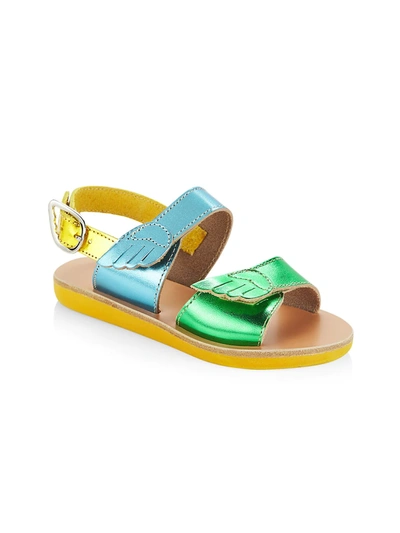 Shop Ancient Greek Sandals Little Girl's & Girl's Iliada Metallic Leather Sandals