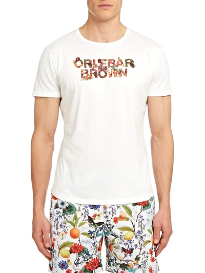 Shop Orlebar Brown Men's Wild Roses Logo Tee In Cloud