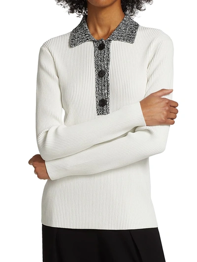 Shop Proenza Schouler Long-sleeve Knit Polo In Off White