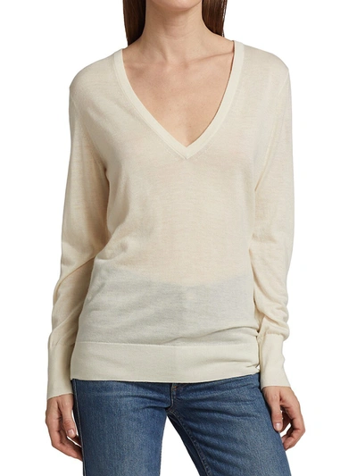 Shop Co Cashmere V-neck Sweater In Ivory