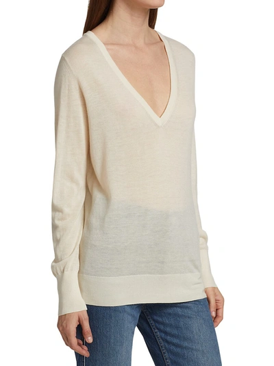 Shop Co Cashmere V-neck Sweater In Ivory