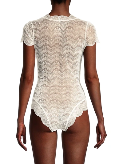 Shop Simone Perele Women's Karma Scalloped Lace Bodysuit In Ivory