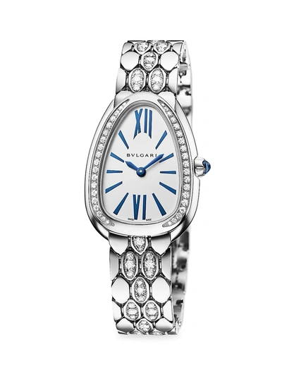 Shop Bvlgari Women's Serpenti Seduttori 18k White Gold & Diamond Bracelet Watch