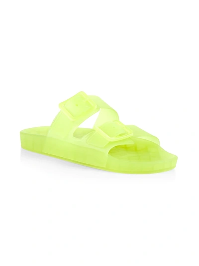 Shop Balenciaga Rubber Translucent Slip On Slides In Fluo Yellow