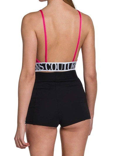 Shop Versace Jeans Couture Logo Cropped Tank Top In Rosa Flora