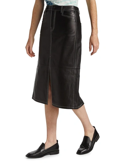 Shop Proenza Schouler White Label Lambskin Straight Skirt In Black
