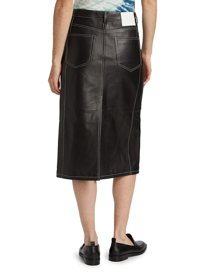 Shop Proenza Schouler White Label Lambskin Straight Skirt In Black