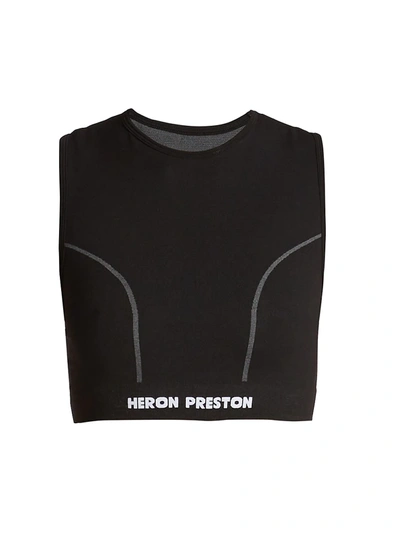 Shop Heron Preston Women's Active Logo Cropped Top In Black