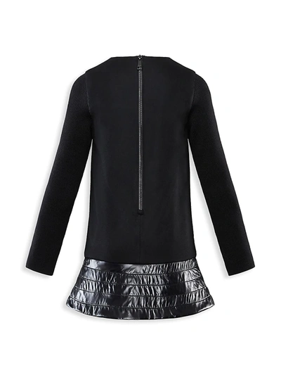 Shop Moncler Little Girl's & Girl's Long-sleeve Virgin Wool Peplum Dress In Black