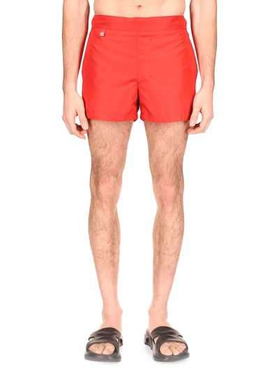 Shop Givenchy Men's Soild Swim Shorts In Red