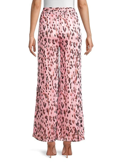 Shop Milly Leopard Stripe Track Pants In Pink Multi