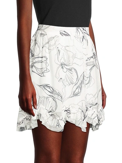 Shop Milly Jess Sketched Iris Skirt In White Black